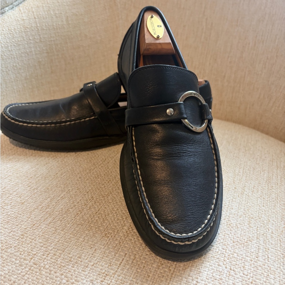 Men's Black Leather Coach Loafers